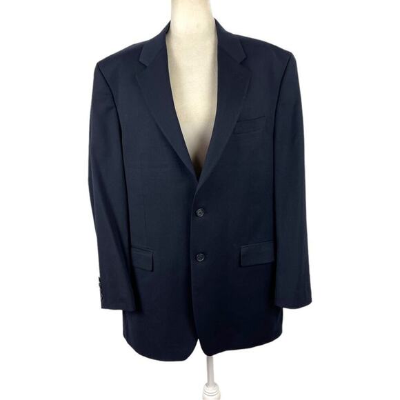 Ralph Lauren Navy Men's 42L Single Breasted Two Button 100% Wool Suit Jacket - Picture 1 of 16